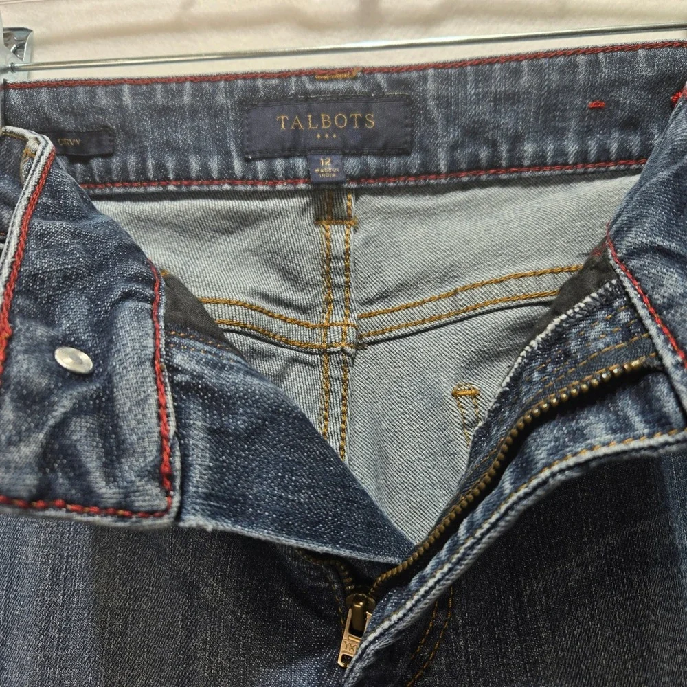 Talbots Size 12 Front distressed Curvy Fit Cropped Straight Stretch Denim 1134